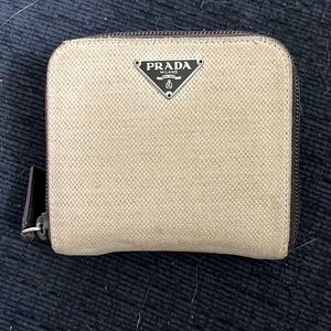 Prada AUTHENTIC Vintage 1999 Canapa Canvas Neutral Cream Logo Organizer Wallet